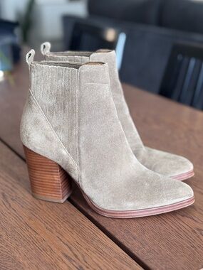 Marc Fisher Alva Suede Ankle Boots in Taupe
